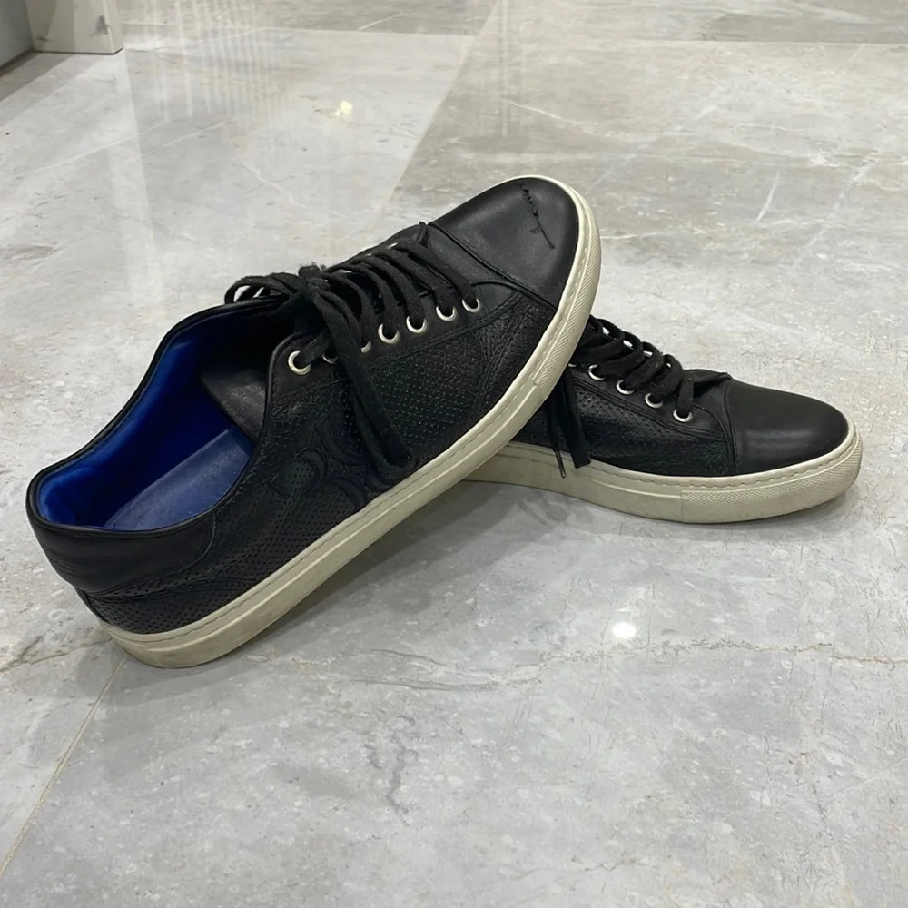 Billionaire Couture Men's Black Calf Leather Laced-up Sneakers - EU 43 - Picture 2 of 11